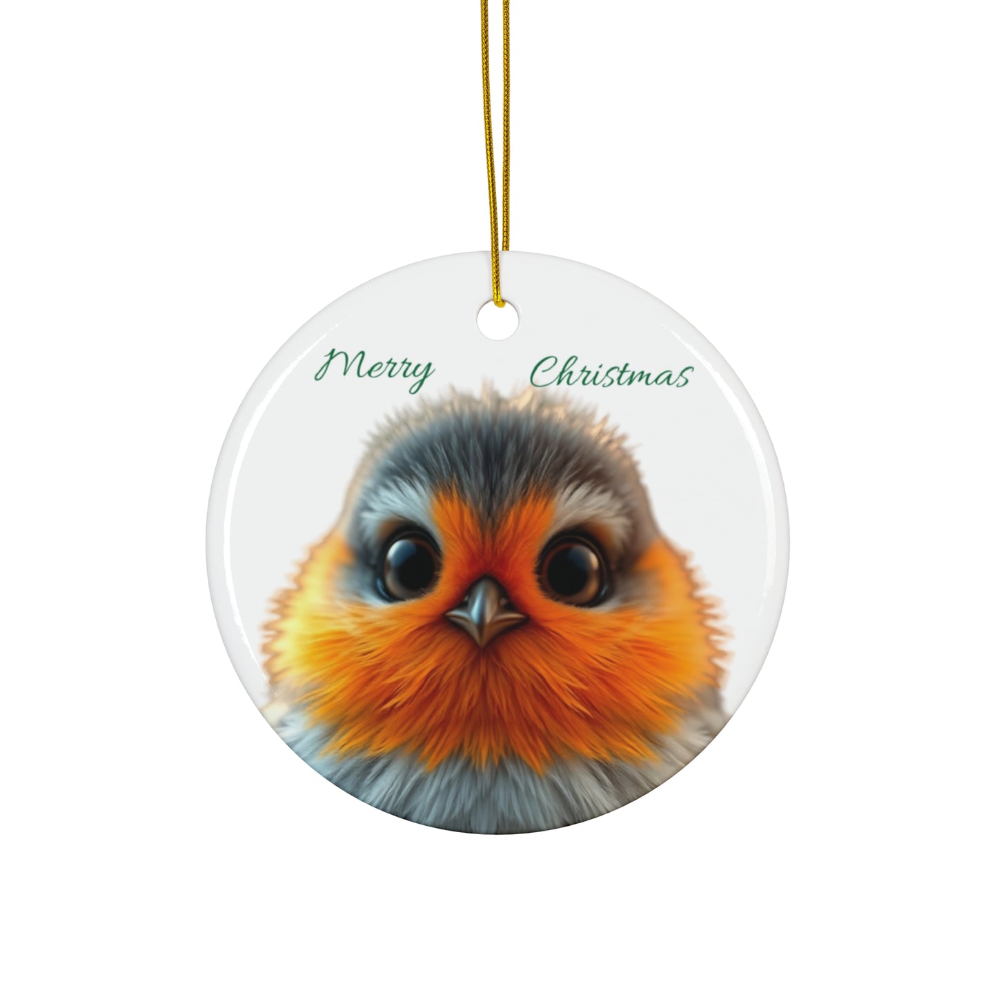 Ceramic Ornament - Bauble with Robin Design