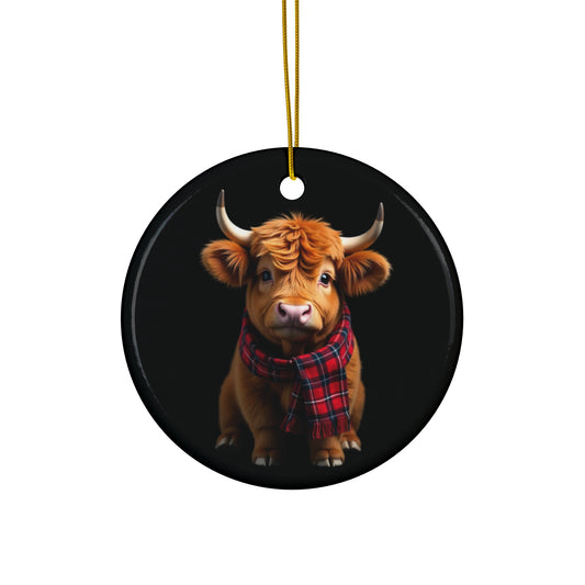 Ceramic Ornament Highland Cow Xmas Bauble