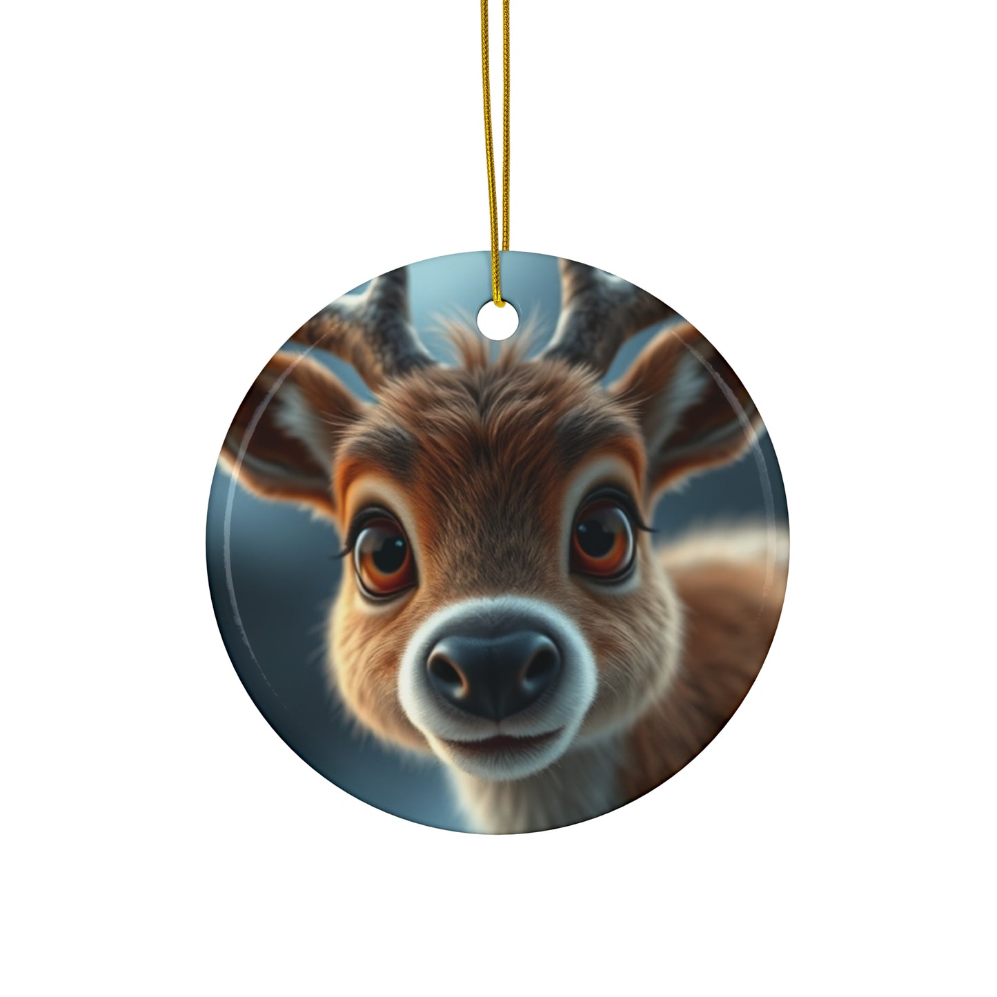 Christmas Ceramic Ornament, Baby Deer Bauble