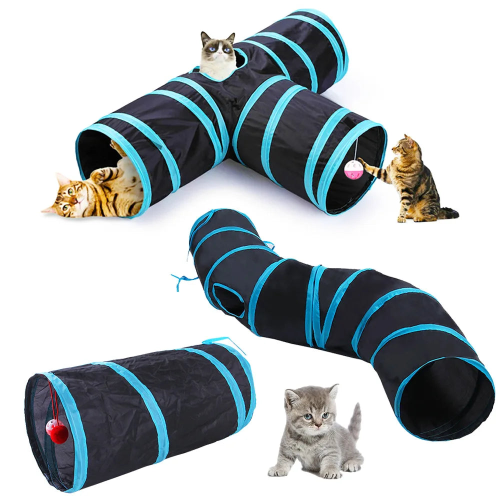 Foldable Cat Tunnel with Crinkle Paper – Indoor Pet Play Tunnel