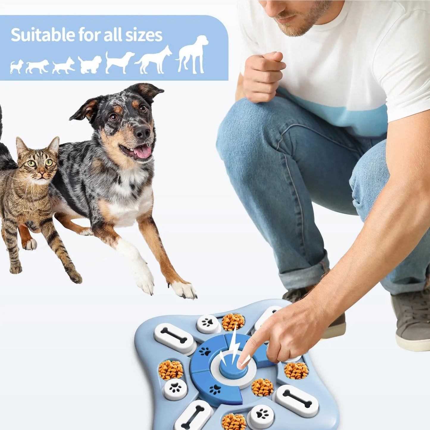 Slow Feeder Interactive Food Dispenser – IQ-Boosting Puzzle Bowl for Dogs & Cats