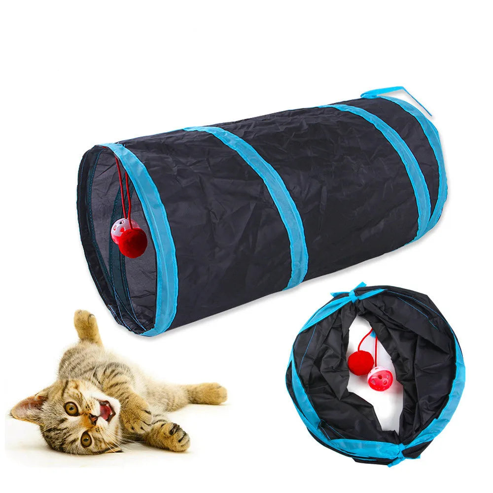 Foldable Cat Tunnel with Crinkle Paper – Indoor Pet Play Tunnel