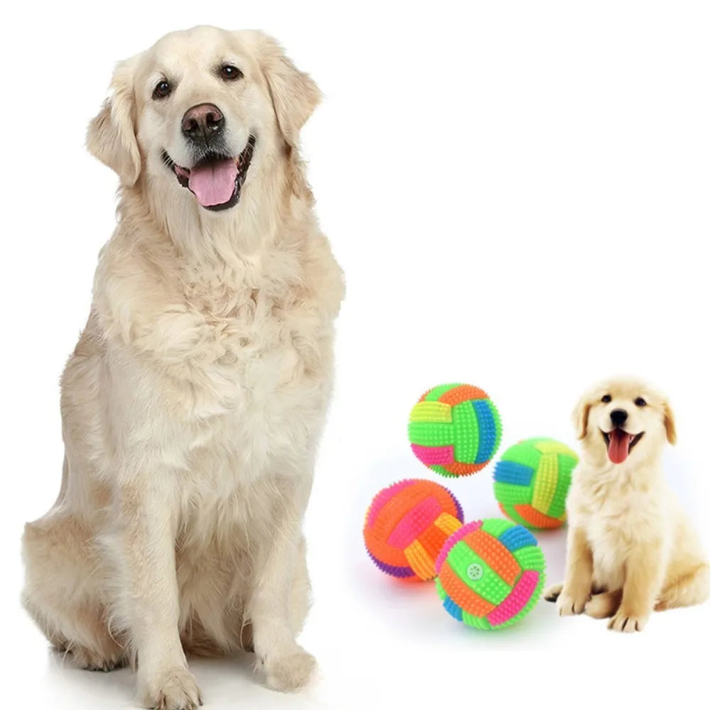 Colorful Flashing Elastic Ball – Interactive Toy for Small Dogs