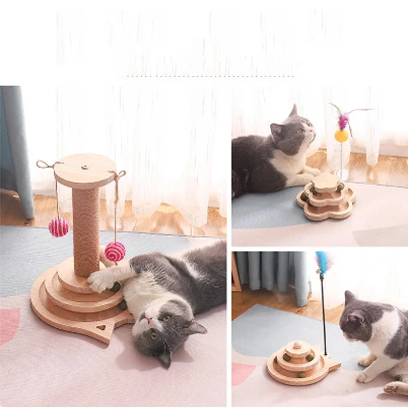 Wooden 2/3 Levels Cat Toy Tower