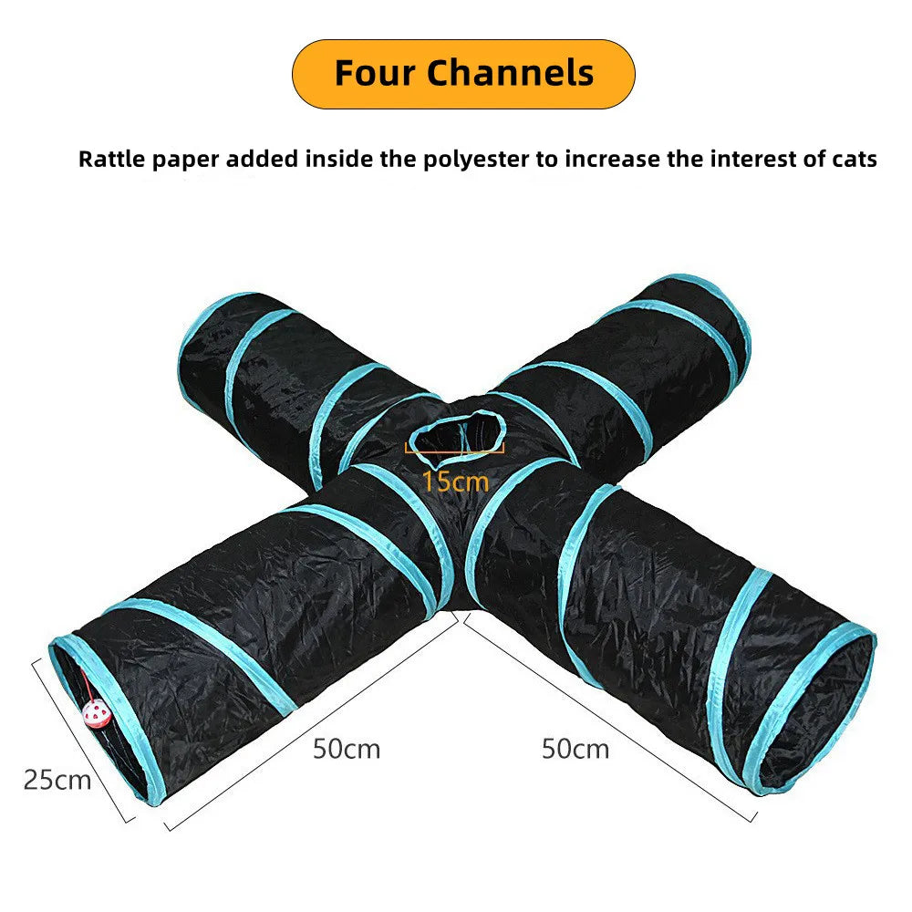 Foldable Cat Tunnel with Crinkle Paper – Indoor Pet Play Tunnel