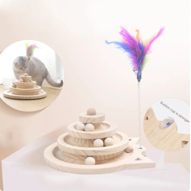 Wooden 2/3 Levels Cat Toy Tower