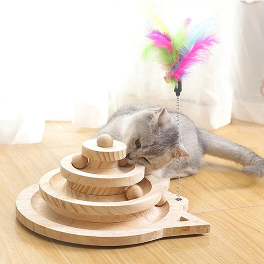 Wooden 2/3 Levels Cat Toy Tower